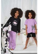 Resim For You Kids 4 Lü Donut Kedi Desenli Mor Siyah Pijama Takımı Diğer