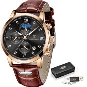 Resim Hanyang Gül Altın Siyah Lıge Saat Moda Erkek Saatler Paslanmaz Çelik Üst Marka Lüks Spor Chronograph Kuvars Kol Saati Erkekler Için Relogio Masculino (Yurt Dışından) 