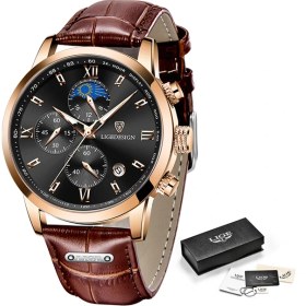 Resim Hanyang Gül Altın Siyah Lıge Saat Moda Erkek Saatler Paslanmaz Çelik Üst Marka Lüks Spor Chronograph Kuvars Kol Saati Erkekler Için Relogio Masculino (Yurt Dışından) 