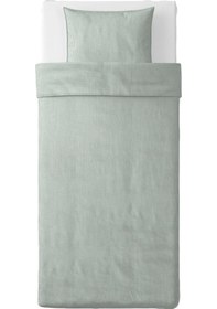 Resim Bergpalm Tek Kişilik Nevresim Takımı Meridyendukkan Çizgili Model Su Yeşili 150x200 Cm 