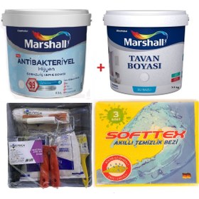 Resim Marshall Antibakteriyel Hijyen Duvar Boyası 2.5 Lt + Tavan Boyası 3.5 Kg + Duvar Boyama Seti 