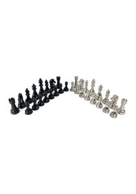 Resim Büyük Boy Metal Zamak Satranç Taşı - Siyah/krom 