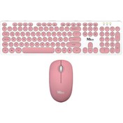 Resim Mkey MK-110 Kablosuz Klavye Mouse Seti Türkçe Q Klavye Sessiz Set Pembe 