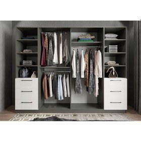 Resim Riga Sürgü Kapaklı 6 Çekmeceli Gardırop Bf 208 Cm 