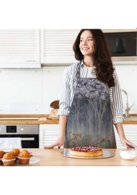 Resim Red Mini Flowers And Gazels Mutfak Önlüğü Keten Kumaş, Uluslararası Yıkama Ve Solmama Sertifikası Çok Renkli 