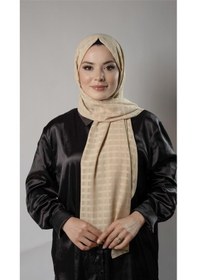 Resim Hürrem Bone Sütlü Kahve Desenli Şal Şifon Kumaş Kareli Çizgili 202107 26 Sütlü Kahve 