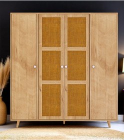 Resim Floradesign Bali Bohem Jüt 4 Kapaklı Gardırop /jüt Mdf Kapaklı Elbise Dolabı 160cm 