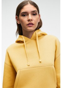 Resim Grimelange Selene Kadın Kapüşonlu Kangru Cepli Regular Fit Sarı Sweatshirt Sarı 