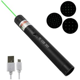 Resim Usb Şarjlı Uzun Menzilli Metal Kasa Yeşil Lazer Pointer 