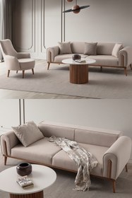 Resim EDSY HOME Riva 3+1 Koltuk Takımı Sütlü Kahve 