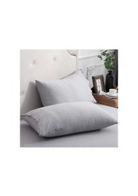 Resim Düz Pamuklu 2'li Yastık Kılıfı 50x70 Gri Gri 