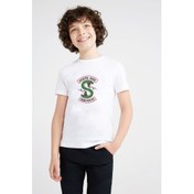 Resim Riverdale South Side Serpents Baskılı Unisex Çocuk Beyaz T-Shirt 