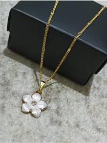 Resim One-Hope Fashion Beyaz Kiraz Çiçeği Sakura Kolye Altın Zarif Kolye 