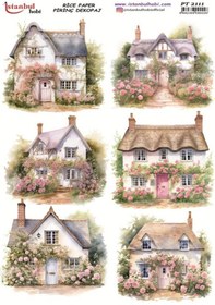 Resim Pirinç Dekopaj Kağıdı 30x42cm Pt-2111 Çiçekli Evler 