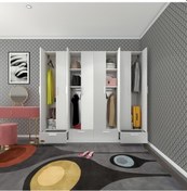 Resim Kenzlife Gardırop 8 Kapılı 4 Çekmeceli Zambak 182 200 42 Byz Kapaklı Gardolap Dolap 