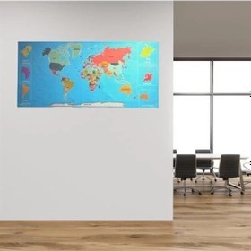 Resim Renkli Atlas Dünya Haritası Manyetik Yapıştırıcı Gerektirmeyen Duvar Stickerı 118 Cm 56 Cm Çok Renkli 