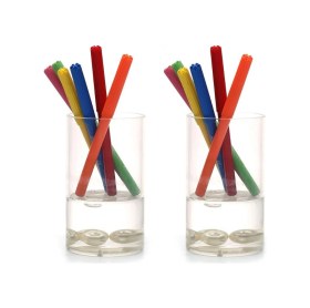 Resim 2 Adet Kalemlik Su İçinde İncili Model Ofis Gereci 7x7x13cm 300ml Çok Renkli 