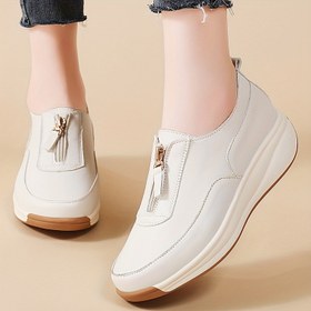 Resim Four seasons yeni Kadın moda rahat spor ayakkabılar kama fermuarlı platform ayakkabı Rahat düz taban yürüyüş ayakkabısı 