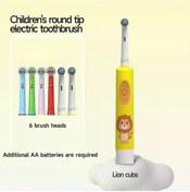 Resim Gaibosi Çocuk Elektrikli Diş Fırçası, Yuvarlak Burun, Dönen Çizgi Film Desenli, Pil Modeli, 3-9 Yaş Arası Çocuklar İçin, Yumuşak Kıllarhl198kye-6 Adet Başlık 