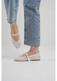 Resim Kindep Park Md Trok Detaylı Dantel Kadın Babet Beyaz Beyaz 