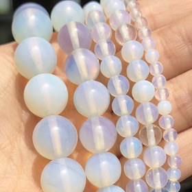 Resim 15" DIY Bileklik Kiti - 4-12mm Beyaz Opal Yuvarlak Boncuklar, Işıltılı Kaplama, Takı Yapımı ve El Sanatları için Mükemmel, Takı Yapımı Malzemeleri 