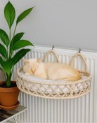 Resim Tasaryum Kedi Köpek Kalorifer Yatağı, Hamak, Kedi Yatağı Krem 