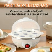 Resim 7 Yuvalı Yumurta Pişirici Otomatik Kapanma, Şeffaf Kapak ve Kırmızı Kontrol Düğmesi ile - Hızlı Kaynatma, Poşet, Sert Pişirme Yumurtaları ve Sebzeleri - Kahvaltı, Sağlıklı Pişirme, Yumurta Pişirici, Çok Yönlü Pişirme Cihazı, Modern Mutfak Eşyaları, Dayanıklı Plastik 