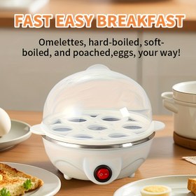 Resim 7 Yuvalı Yumurta Pişirici Otomatik Kapanma, Şeffaf Kapak ve Kırmızı Kontrol Düğmesi ile - Hızlı Kaynatma, Poşet, Sert Pişirme Yumurtaları ve Sebzeleri - Kahvaltı, Sağlıklı Pişirme, Yumurta Pişirici, Çok Yönlü Pişirme Cihazı, Modern Mutfak Eşyaları, Dayanıklı Plastik 