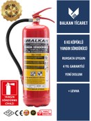 Resim Balkan Ticaret 6 Kg Köpüklü Yangın Tüpü + talimat etiketi ve uyarı levhası hediyeli - yangın anında hızlı müdahale 