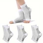 Resim 2 Adet Nöropati Çorabı ve Ayak Bileği Destekli Kompresyon Kol - Güçlendirilmiş Stabilite ve Konfor için Nefes Alabilir File Tasarım, Polyester Malzeme, Spor ve Fiziksel Rahatlama İçin İdeal, Nöropati Rahatlatıcı Çoraplar | Nefes Alabilir File Çoraplar | Rahat Giyim 