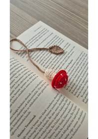 Resim Kırmızı Mantar Amigurumi Kitap Aksesuarı Hediyelik Kitap Ayracı 
