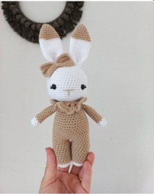 Resim Amigurumi Sevimli Tavşan Organik Oyuncak Uyku Arkadaşı 