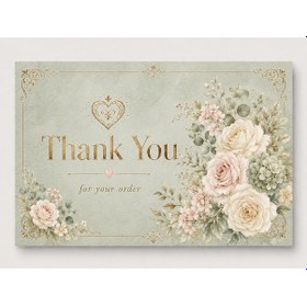 Resim Floral Gold Teşekkür Kartı Premium Paket Içi Thank You Card 100 Adet 