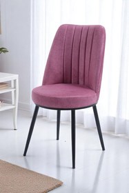 Resim Mymassa Gold Sandalye -jerika Pembe - Metal Siyah Ayak - Salon Sandalyesi / Mutfak Sandalyesi 