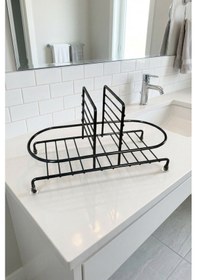 Resim Makri Home Siyah Sıvı Sabunluk Standı Tezgah Üstü Banyo Mutfak Düzenleyici, Yuvarlak Organizer 