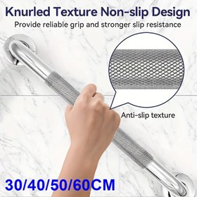 Resim 76.2cm-152.4cm Paslanmaz Çelik Kaymaz Tırtıklı El Tutamağı Banyo & Tuvalet için - Engelsiz Tasarım, Yaşlılar & Engelliler için Daha Güçlü Tutuş, Çağdaş Tarz, 201 Paslanmaz Çelik 