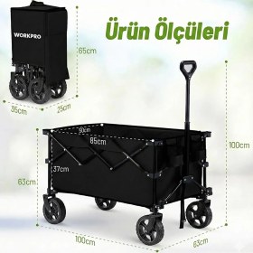 Resim Workpro WP285015 80KG 4 Tekerli Katlanabilir Ağır Hizmet Taşıma Arabası 