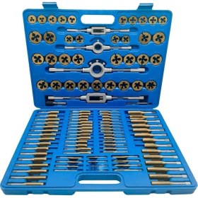 Resim 110 Parça Pafta Takımı Tin Dişli Kesme Aleti Seti, Kılavuz M2-18 