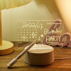 Resim 1 adet USB Yaratıcı 3D Luminous Silinebilir Takvim Gece Lambası Kalemle, Mesaj Gece Lambası, Doğum Günü Hediyesi, Yatak Odası Oturma Odası Çalışma Dekorasyon Lambası, Takvim Gece Lambası 