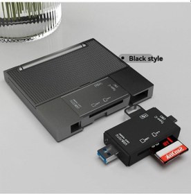 Resim Çok Fonksiyonlu Altılıonecardreader Otg İphone Uyumlu Type-c Mikro Sd Cardflashdrive Android Black 