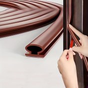 Resim Esnek Kapı ve Pencere Contası Şeridi - Rüzgar Geçirmez, Ses Yalıtımı, Hırsızlık Karşıtı Poliüretan Hava Kelepçesi Ev Güvenliği için Uygulaması Kolay, Kahverengi 