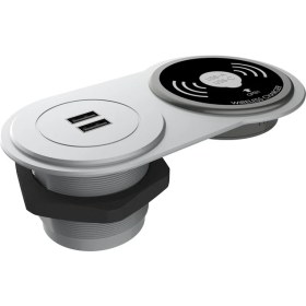 Resim Metalline® Circular-Line Modüler Hızlı Şarj Kutusu Wireless USB-Gümüş 