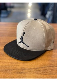 Resim Air Jordan Nakışlı Bej Hiphop Snapback Rapper Basket Cap Şapka Bej - Siyah 