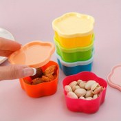 Resim 5 Parça Çok Renkli Mini Atıştırmalık Saklama Kapları, Plastik Gıda Teması Güvenli, Gökkuşağı Şeker ve Kuruyemiş Düzenleyici, Mutfak Baharat ve Reçellik 