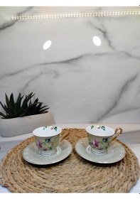 Resim Vanilla New Bone China Kahve Fincanı 2 Kişilik Ekru 