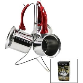 Resim Trend 3lü Set No-3-4-5 Çelik Cezve Metal Standlı Renkli Plastik Kulplu 4989 