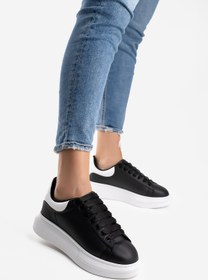 Resim Blyss Kadın Erkek Siyah Beyaz Kalın Taban Günlük Spor Ayakkabı Sneaker 