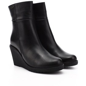 Resim Gönderi R Siyah Fermuarlı Dolgu Topuklu Hakiki Deri Bot Siyah 