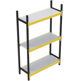 Resim 3 Katlı Tekli Midi Rack - Ekonomik Depo, Arşiv, Kiler Rafı Siyah-turuncu-35x120 Cm-100 Cm Çok Renkli 