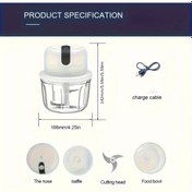 Resim Topshop1 Hotu 350ml Usb Şarjlı Beyaz Mutfak Robotu Doğrayıcı Ve Karıştırıcı 
